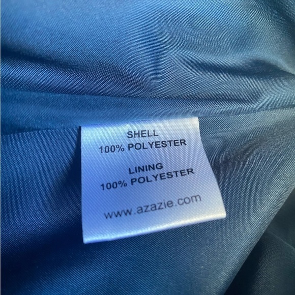 Azazie Bridesmaid Chiffon Maxi Dark Navy Halter Sweetheart Neckline Size 10 - Picture 8 of 9